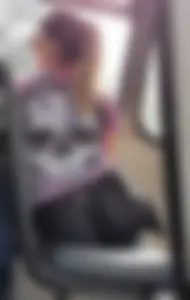 Shiny leggings on the bus