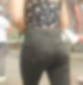 Cute street teen in tight black jeans, hot booty creepshots