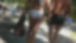 Girl with a nice ass in wet white bikini bottom