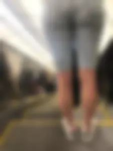 Gorgeous Hot Butt in Denim Tight Shorts at an Escalator Subway VPL Creepshot