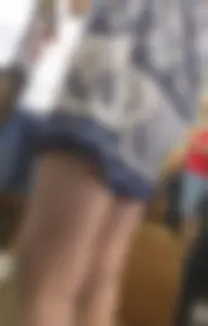 Hot Legs Closeup - Girl in a Colorful Summer Dress Subway Train Creepshot