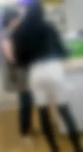 Awesome hot ass in white tight jeans and knee-high boots