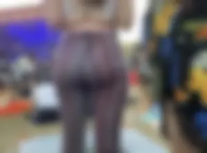 Sexy blonde with flare leggings. Fat ass