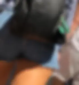 Pretty skinny blonde in denim shorts