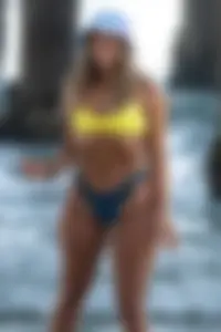 PAWG babe in thong bikini at the beach
