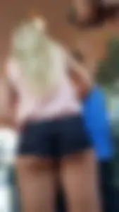 Chunky Ass Visible From Under Mini Shorts Street Creepshot