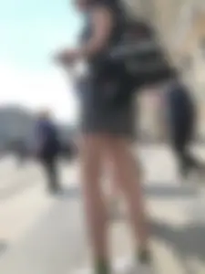 Two Teen Girls in Matching Shorts With Slim Legs on the Crosswalk Large Creepshots Gallery