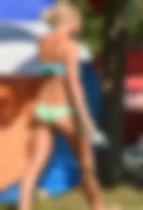 Various sexy girls in bikinis at the park