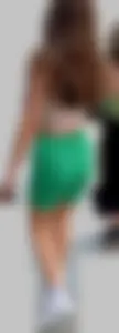 Perfect brunette with tight booty in green spandex shorts & VTL