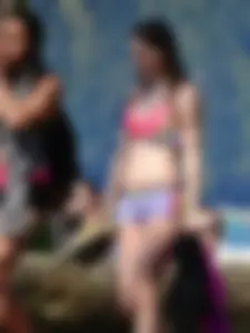 Beauty at the beach in booty short bikini