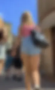 PAWG from the UK showing cheeks in jean shorts….