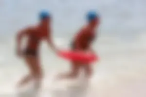 Lifeguard tournament girls on the beach