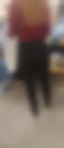 Fat ass blonde milf in black leggings