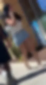 Sexy white girl in mini skirt beautiful legs
