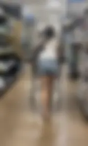 Babe with a  tight ass & long legs in Levi shorts