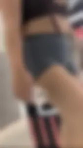 Thick Asian gym girl in grey alphalete booty shorts (OC)