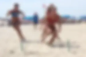 Lifeguard tournament girls on the beach