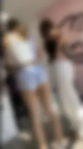 Blonde With Ass Hanging Out the Shorts