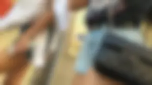 Shorts girl walking with nice legs and some cheeks showing
