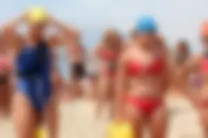 Lifeguard tournament girls on the beach