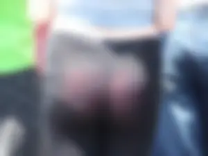 Seethrough Tights With Red Panties on the Street Closeup