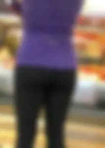 Big boobed brunette in leggings grocery shopping with a nice ass too