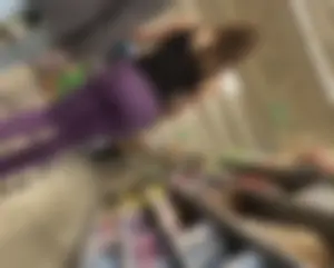Skinny mom with jiggly little ass in purple leggings  ( VTL)