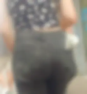 Cute street teen in tight black jeans, hot booty creepshots