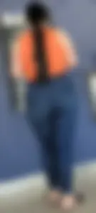 Latina tight jeans at the cashier