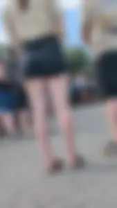 Tall brunette in short black jean. oc