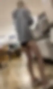 Skinny white girl letting her cheeks show (gap)