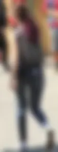 Red/purple haired teen with nice bubble butt in Hollister jeans