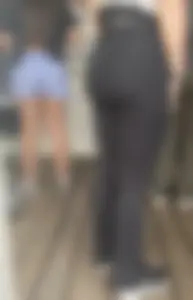 Blonde in black leggings (+bonus in the background)