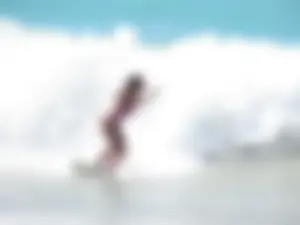 Candid surfers in bikinis