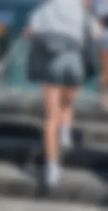 Perfect petite blonde ass and legs in short green spandex. OC