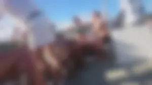Girl with a nice ass in wet white bikini bottom
