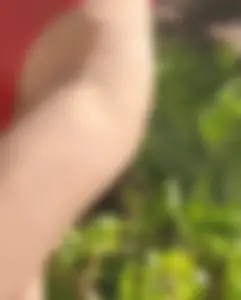 Sexy Euro babe in red bathing suit
