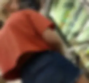 Blonde cheeks in jean shorts with goose bumps
