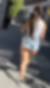Tiny denim shorts cheeks out (OC)