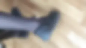 Closeup of a Candid College Girl's Leg in Black Pantyhose