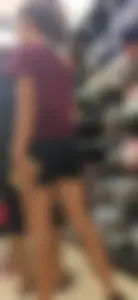 Skinny supermarket candid teen in shorts creepshots