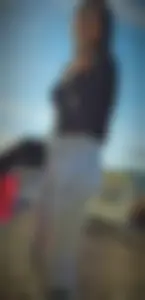Sexy college student with slight camel toe