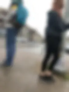 Cute Smoking Girl in Black Tights on the Crosswalk Creepshots Collection