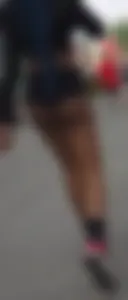 Ebony cheeks exposed in Biker Shorts