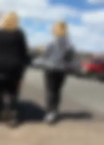 Target blonde milf with a nice ass in dark leggings