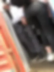 Skinny Candid Teen in Tight Black Jeans on a Train Station Gallery