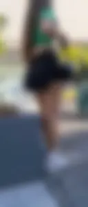 Petite woman in short miniskirt, pretty cheeks and beautiful face [oc]
