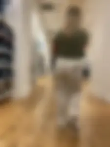 Blonde in white pants squatting and cleaning (oc)