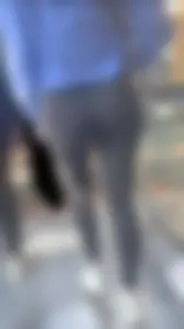 Girl with fit bubble booty in leggings going up elevator
