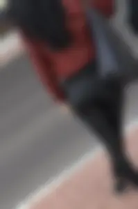 Chav brunette with a nice ass and vpl in tight black leather pants